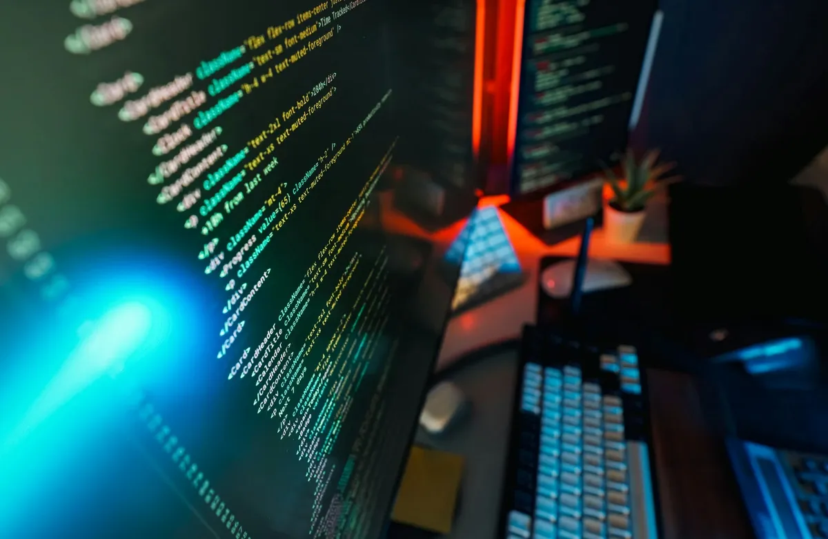 Programming code on a computer screen