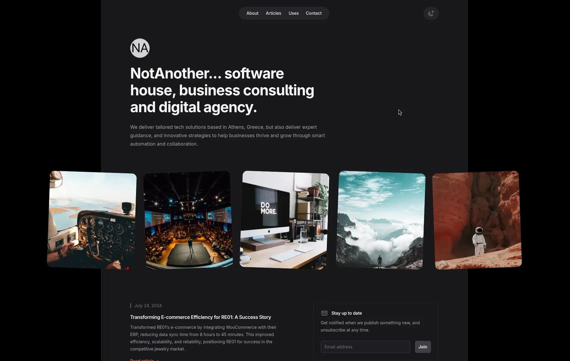 Screenshot of the notanother.gr homepage