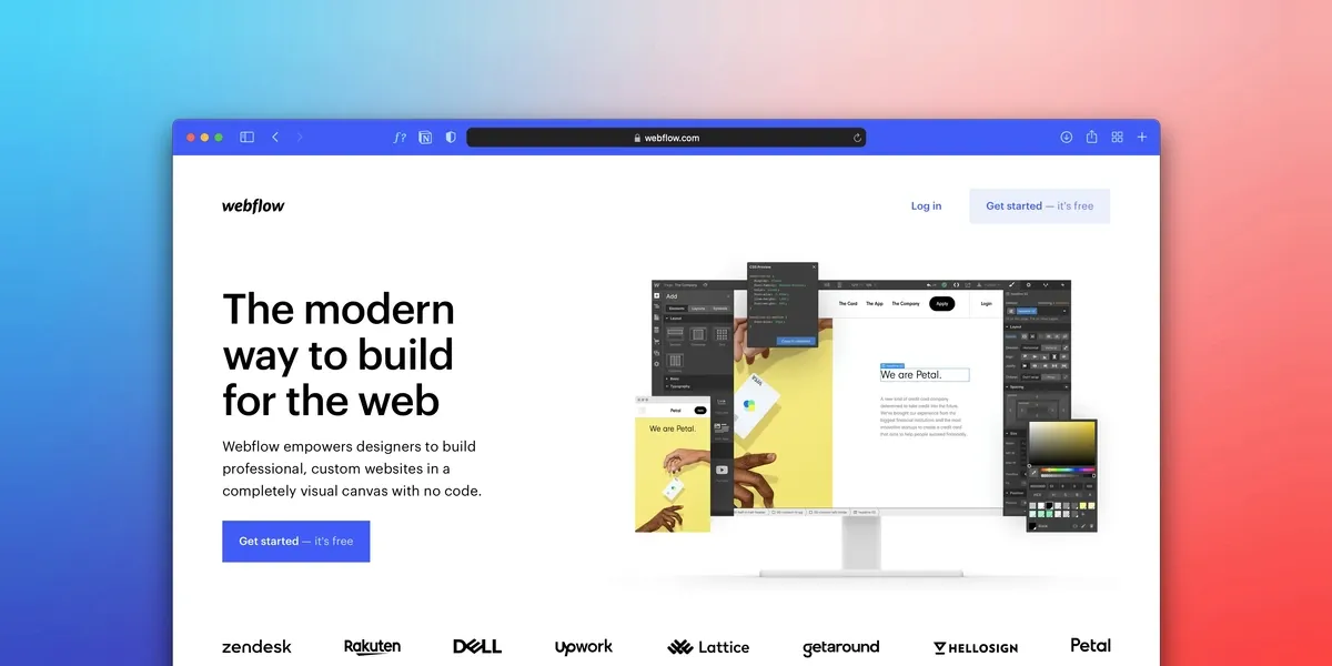 Website builder interface on a screen